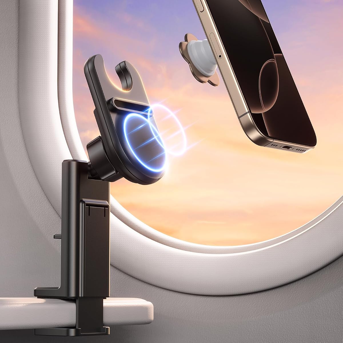 Airplane Travel Essentials Socket Phone Grips Mount Works with PopSockets, Travel Must Haves Socket Phone Holder for Pop Socket, Airplane Phone Grips Holder fits All Socket Grips - Black