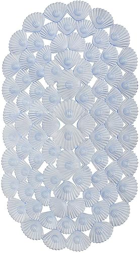 Morning View Tapete de ducha para baño, antideslizante, con ventosas, agujeros de drenaje, lavable a máquina, tapetes de baño ovalados, 27 x 15