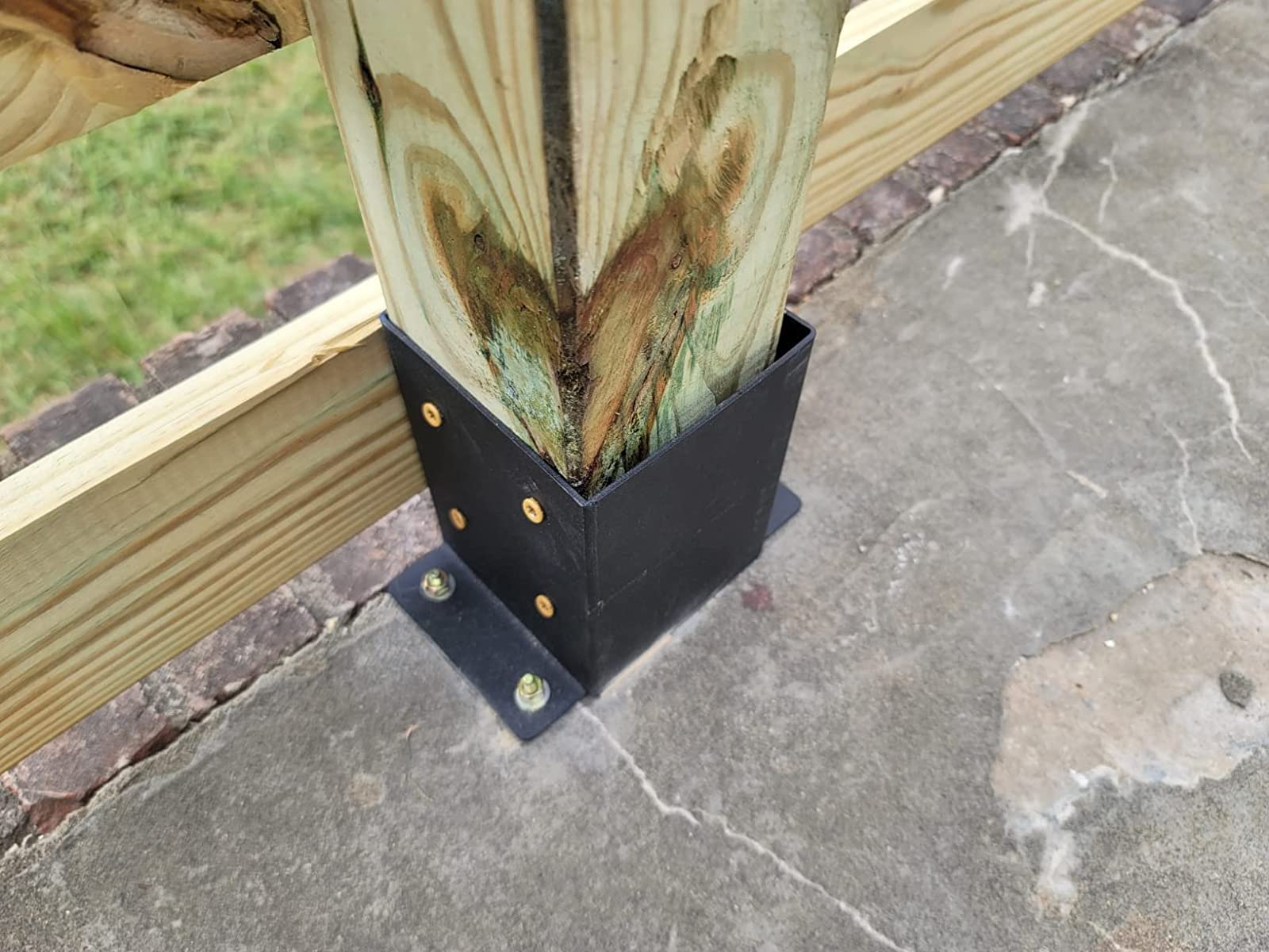 Akenow 4?ù4 Post Base 3 PCS,Inner Size 3.6"x3.6"Heavy Duty Powder-Coated Post Anchor Matte Black Wood Post Brackets,for Deck Porch Railing Support