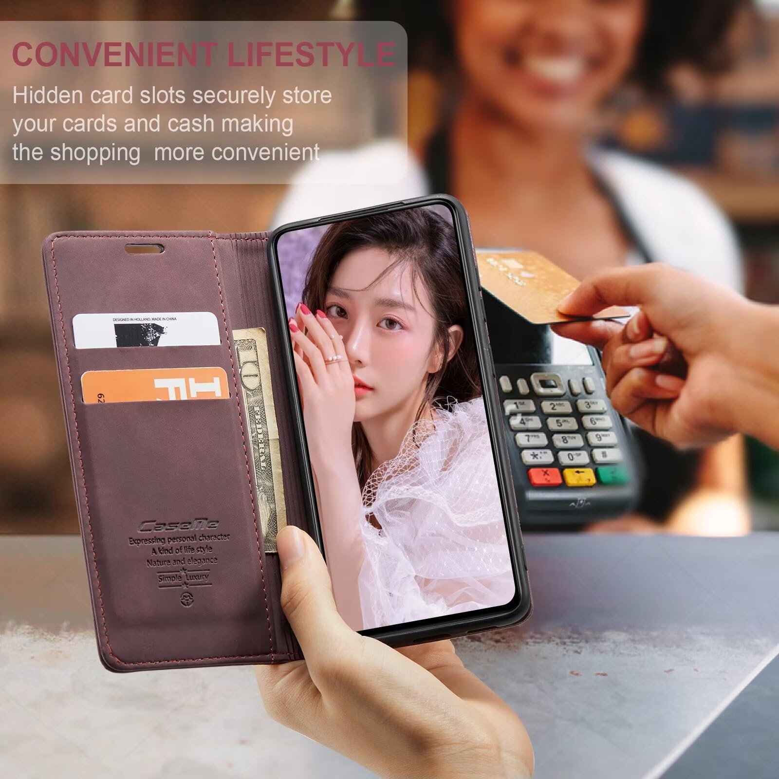 ebestStar - Cover per Xiaomi Mi 10T Lite 5G, Custodia Libro Protezione Portafoglio, Pelle PU Porta Carte, Nero/Rosso