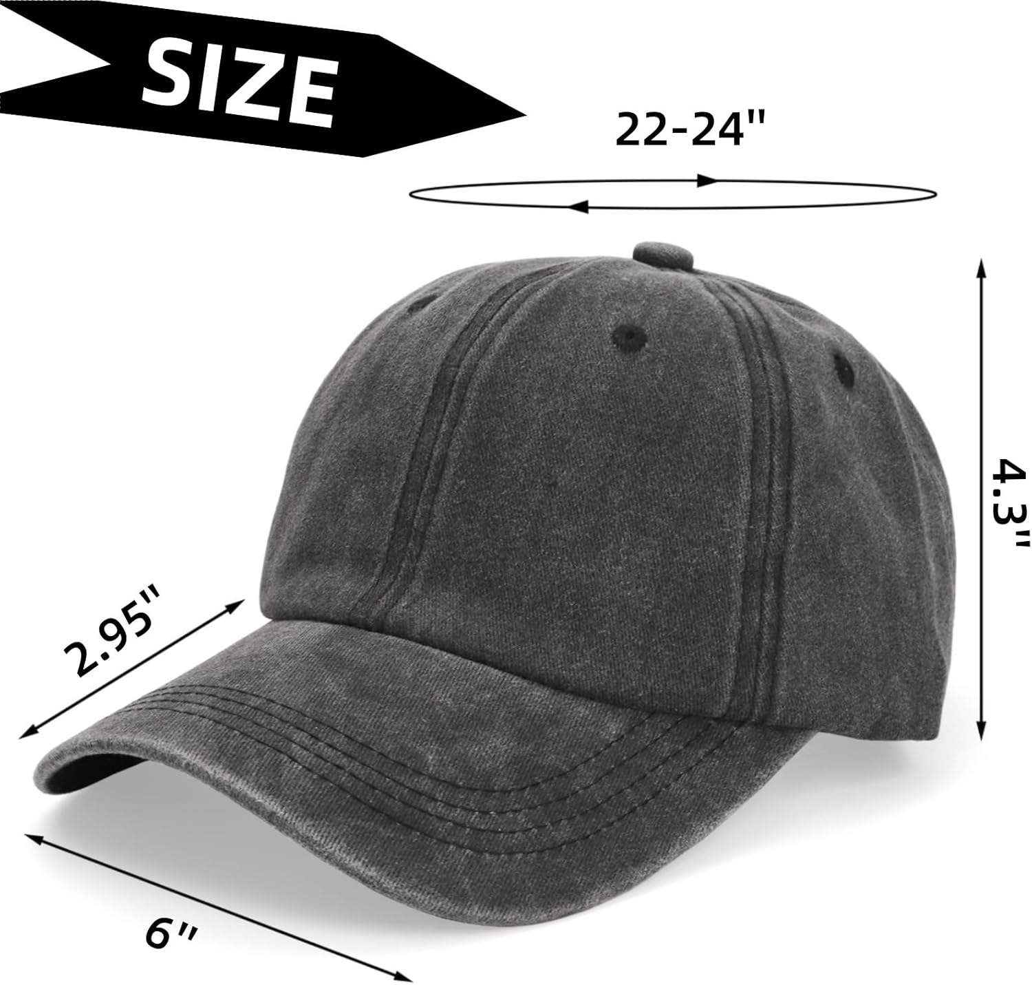 WRINGKIT 6 Pieces Washed Plain Baseball Cap, Unisex Vintage Cotton Baseball Cap, Distressed Twill Adjustable Golf Dad Hat, Retro Unstructured Baseball Hat for Men, Women - Image 2