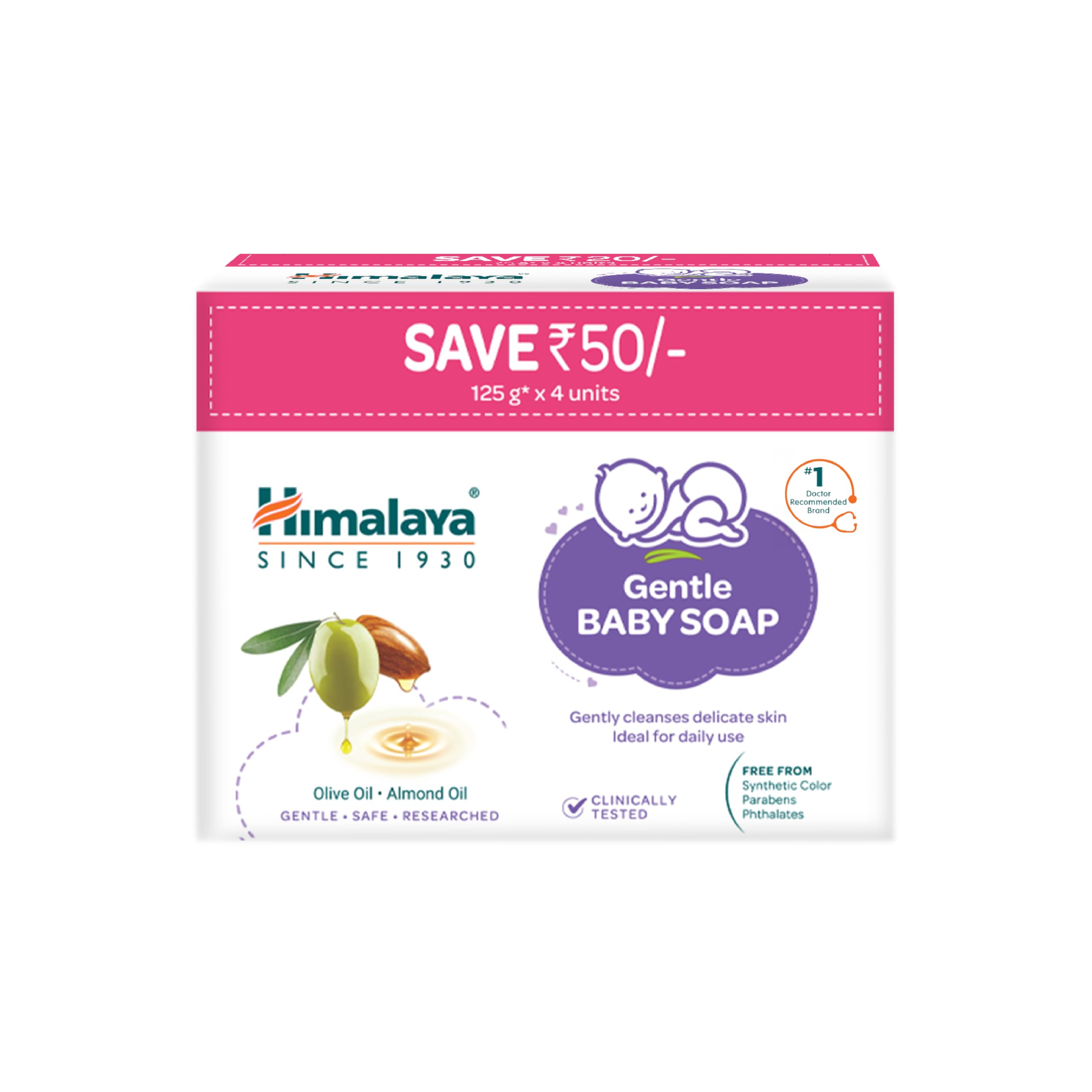 Himalaya Gentle Baby Soap 125 g | Pack of 4 (Rs 50 OFF) | No 1 Doctor prescribed brand | with Olive oil and almond oil |Gentle Cleansing for Delicate skin|Gentle.Safe.researched-image-37