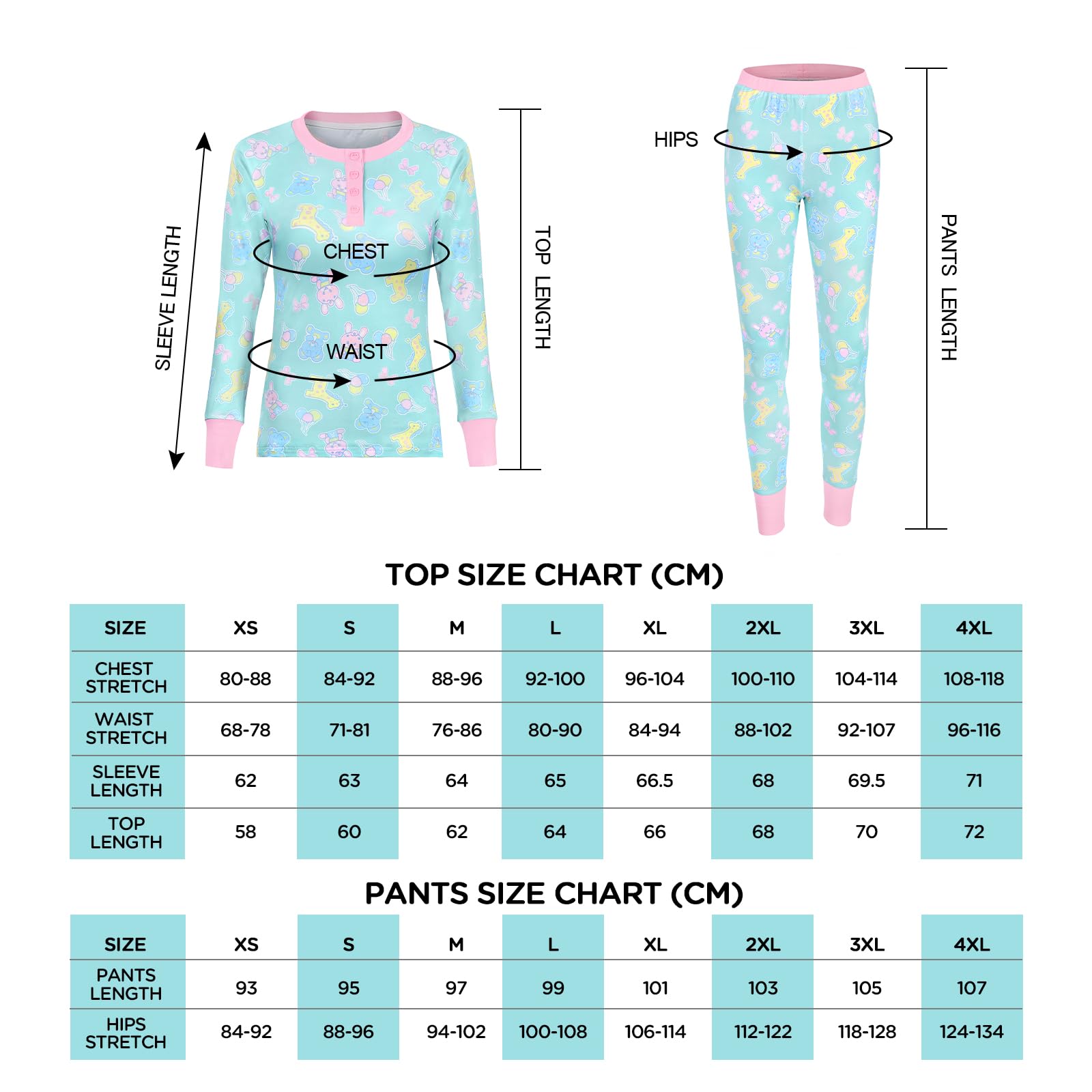 LittleForBig Dos Piezas Set de Pijama de Manga Larga para Mujer - Sedoso Suave, Cómodo Elástico y Transpirable Baby Parade Temática Ropa de Dormir