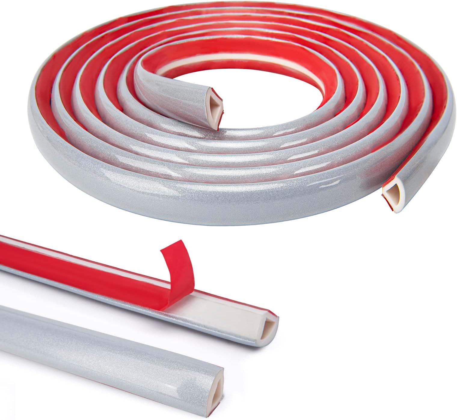 Art3d 10Ft Flexible Trim Caulk Strip, Peel and Stick Trim for Molding, Tile Edge, Ceiling, Wall Corner in Silver