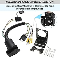 Vista 5 de MECMO Multi-Tow kit de conector adaptador de cableado de remolque de 4 vías planas a 7 vías RV y 4 vías planas de extremo hembra, enchufe de luz