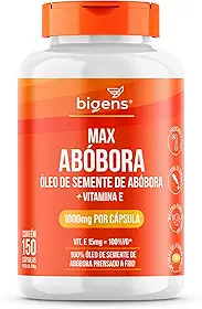 Max Abóbora, Óleo de Semente de Abóbora com Vitamina E, 1000mg, Prensado a Frio, Biogens, 150 cápsulas