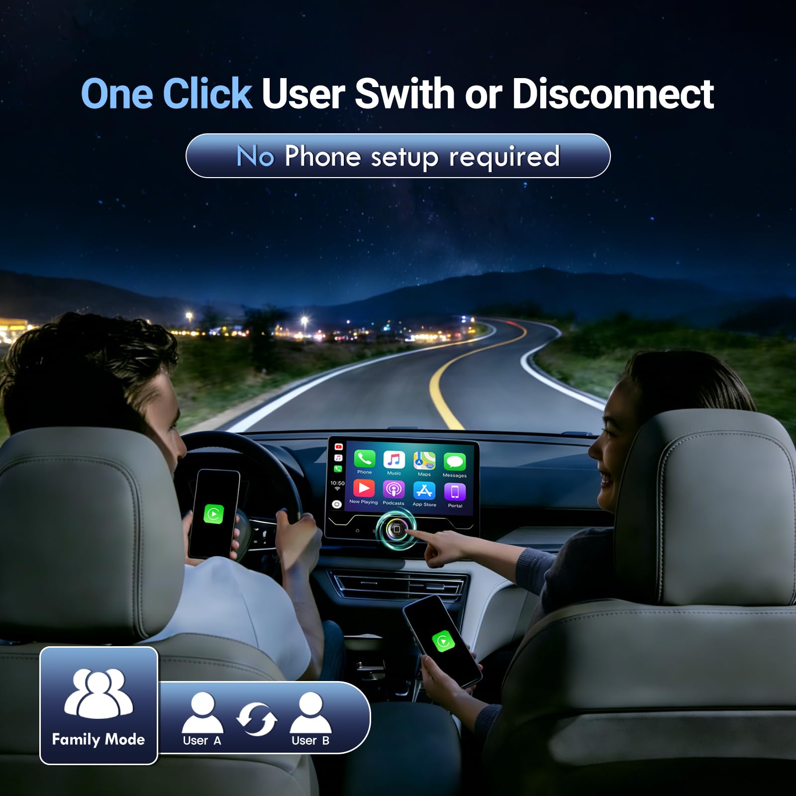 Mini Wireless CarPlay Adapter for Apple iPhone - Upgrade Wired CarPlay to Wireless, One-Tap Multi-User Switch, Plug & Play, Fast Auto-Connect (iOS 10+) — view 5