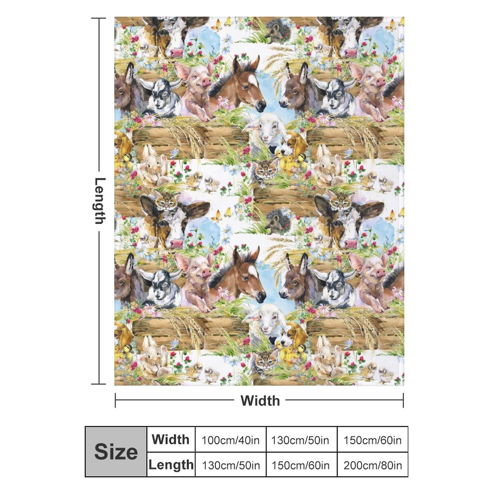 Simpatici animali domestici pollo cane anatra asino gattino gatto maiale floreale morbida flanella coperta da viaggio, soggiorno casa divano decorazione coperta, dormitorio ufficio pisolino coperta