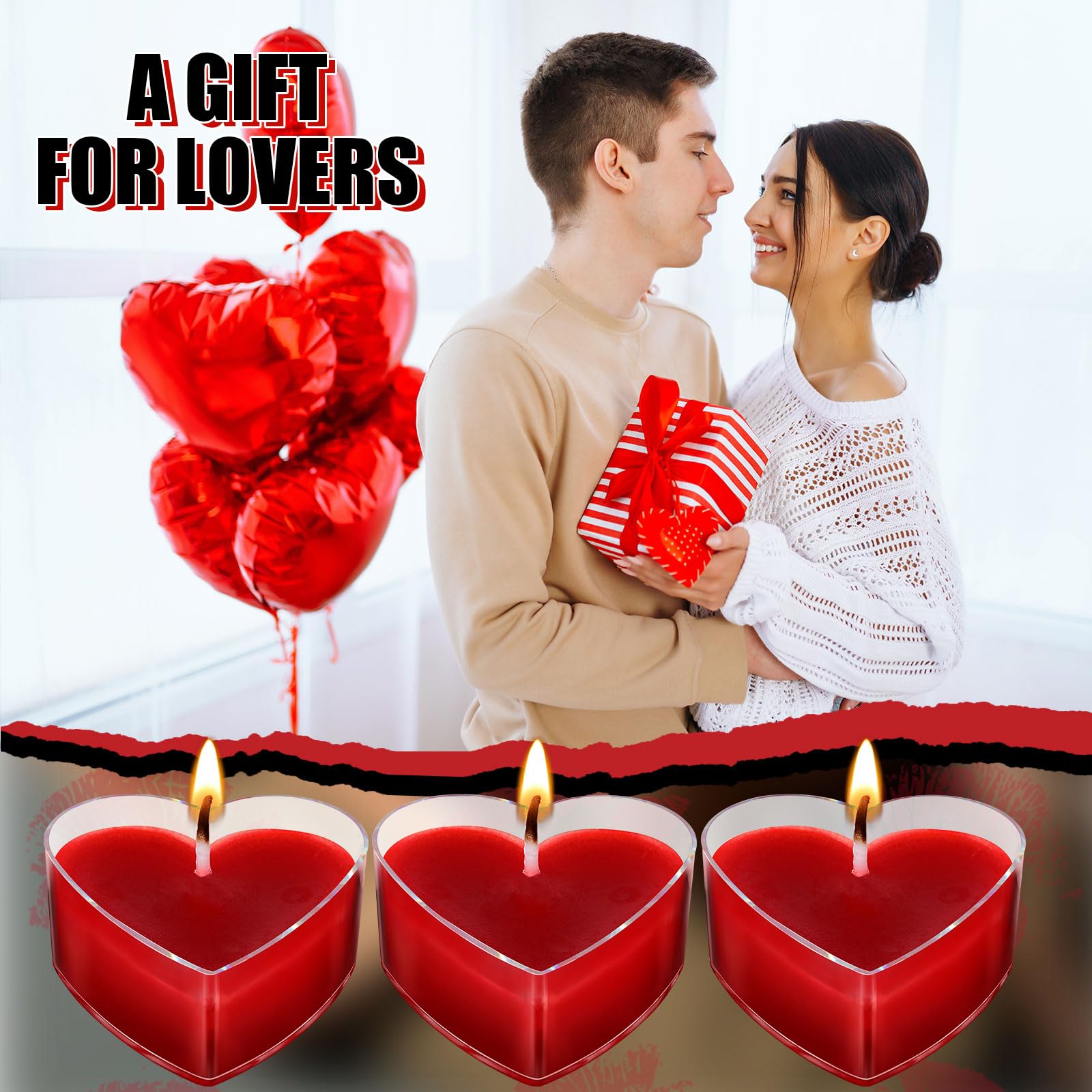 Tisancy 6 Pcs Low Temperature Candles, Romantic Heart Candles Body Safe Wax Low Heat Smokeless Unscented Tea Lights for Anniversaries Decor(Red): Red Heart