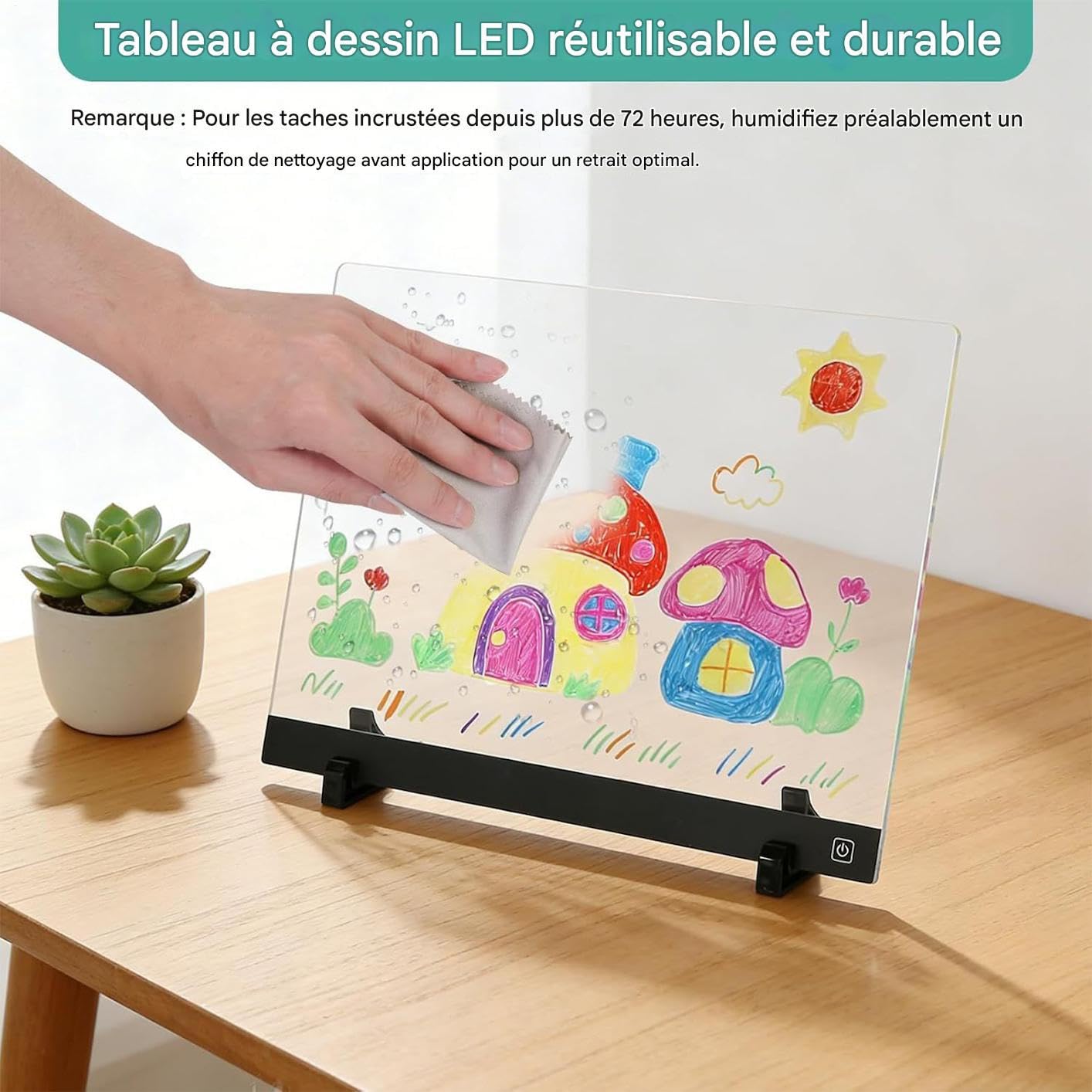 LED Maltafel Für Kinder Wiederaufladbare Acryl Schreibtafel Mit 4 Modi