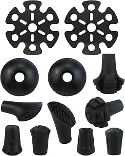 12pcs Replacement Rubber Trekking Poles Tips Sets - Universal Anti-Slip End Protectors for Trekking & Hiking Pole