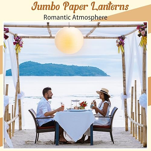 Miniatura 4 de 2 linternas de papel blanco de 30 pulgadas, lámpara redonda gigante para colgar en bodas, fiestas, despedidas de soltera, decoración de aniversario,
