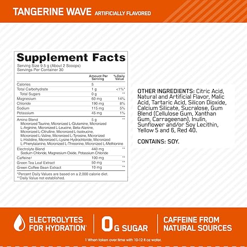 Miniatura 11 de Optimum Nutrition Amino Energy Plus Electrolytes - Bebida energética con aminoácidos y electrolitos, hidratación, sin azúcar, sabor a fresa, 10.5