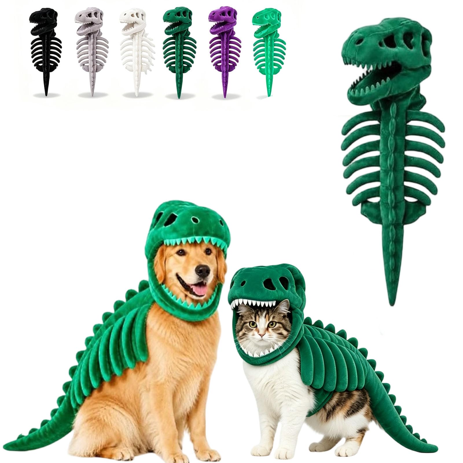 3D Dog Dinosaur Costume, Dog Dinosaur Skeleton Costume (#3,35.4IN)