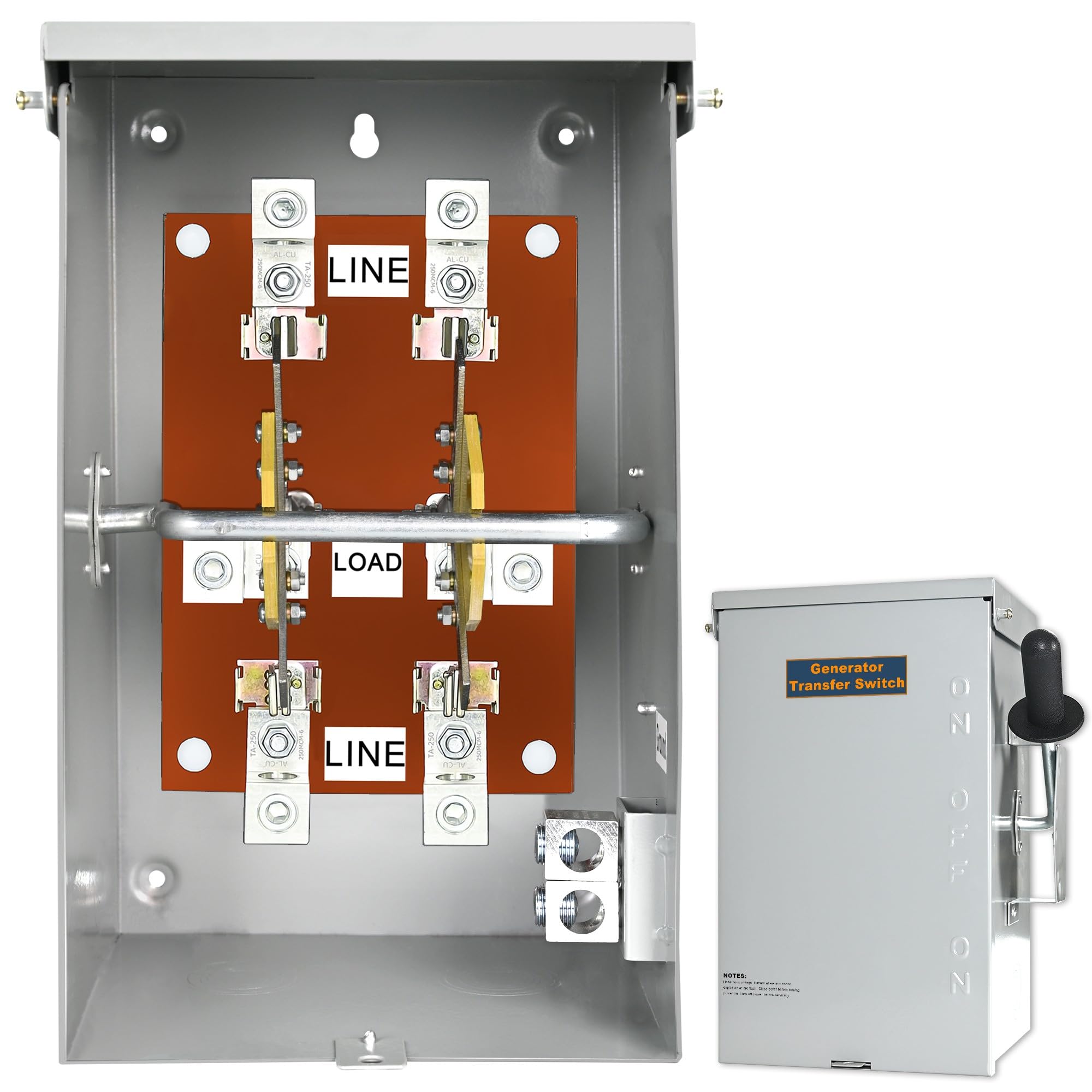 200 Amp Generator Transfer Switch,200A Manual Transfer Switch,120/240 Volt Transfer Switch,2P 48,000W Stronger Stability Meeting NEMA 3R Standards for Outdoor and Indoor,Multiple Insulation Protection