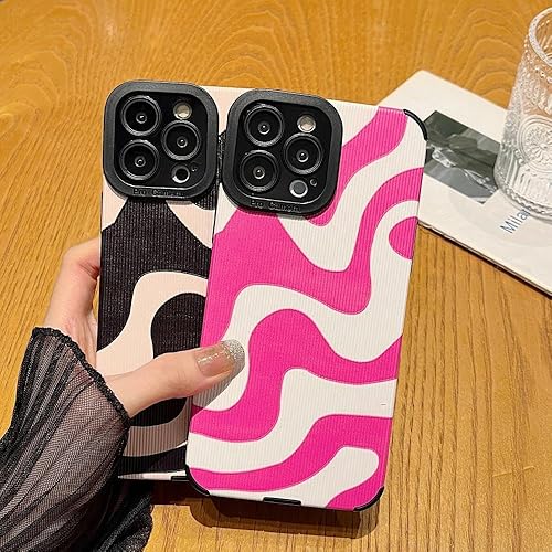 Miniatura 2 de MINSCOSE Funda compatible con iPhone 13 Mini, diseño de patrón de rayas de cebra ondulada, piel sintética suave de silicona fina, funda protectora a