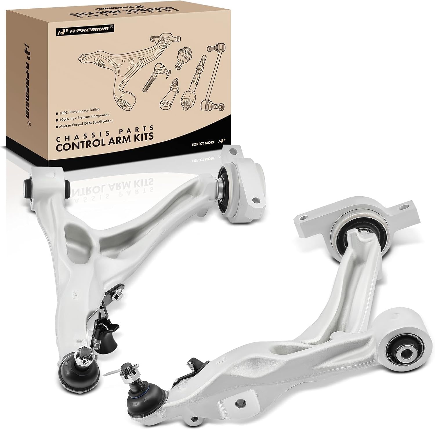 A-Premium 2 x Front Lower Control Arm, with Ball Joint & Bushing, Compatible with Infiniti & Nissan - 2008-2023 - Q50 QX50 Q60 G37 EX35 EX37 & 370Z