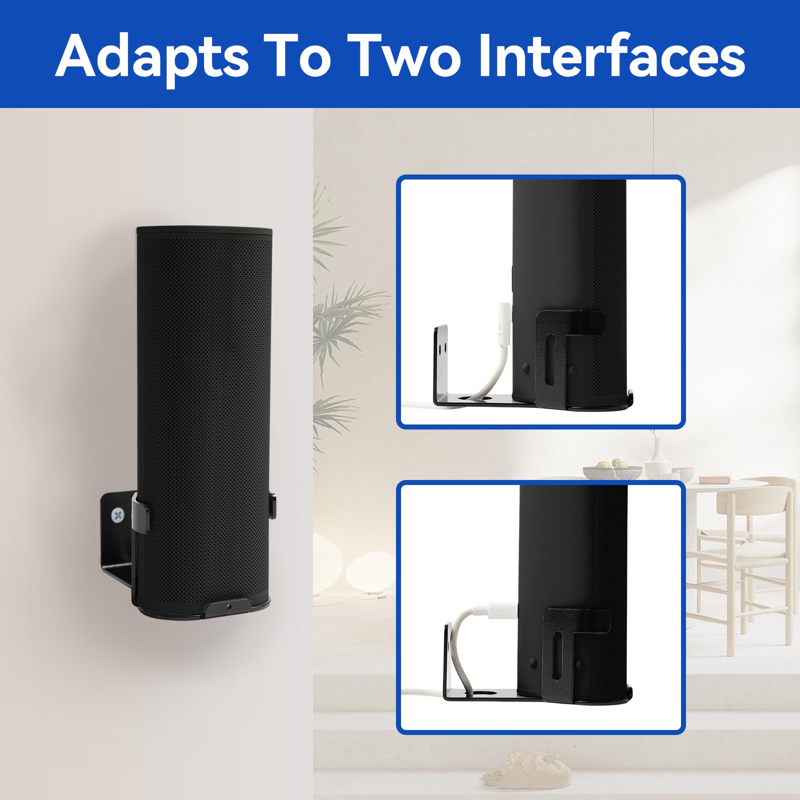 Shinar Supporto da parete in metallo compatibile con Sonos Roam 1/2, regolabile max. 12 kg (Nero)