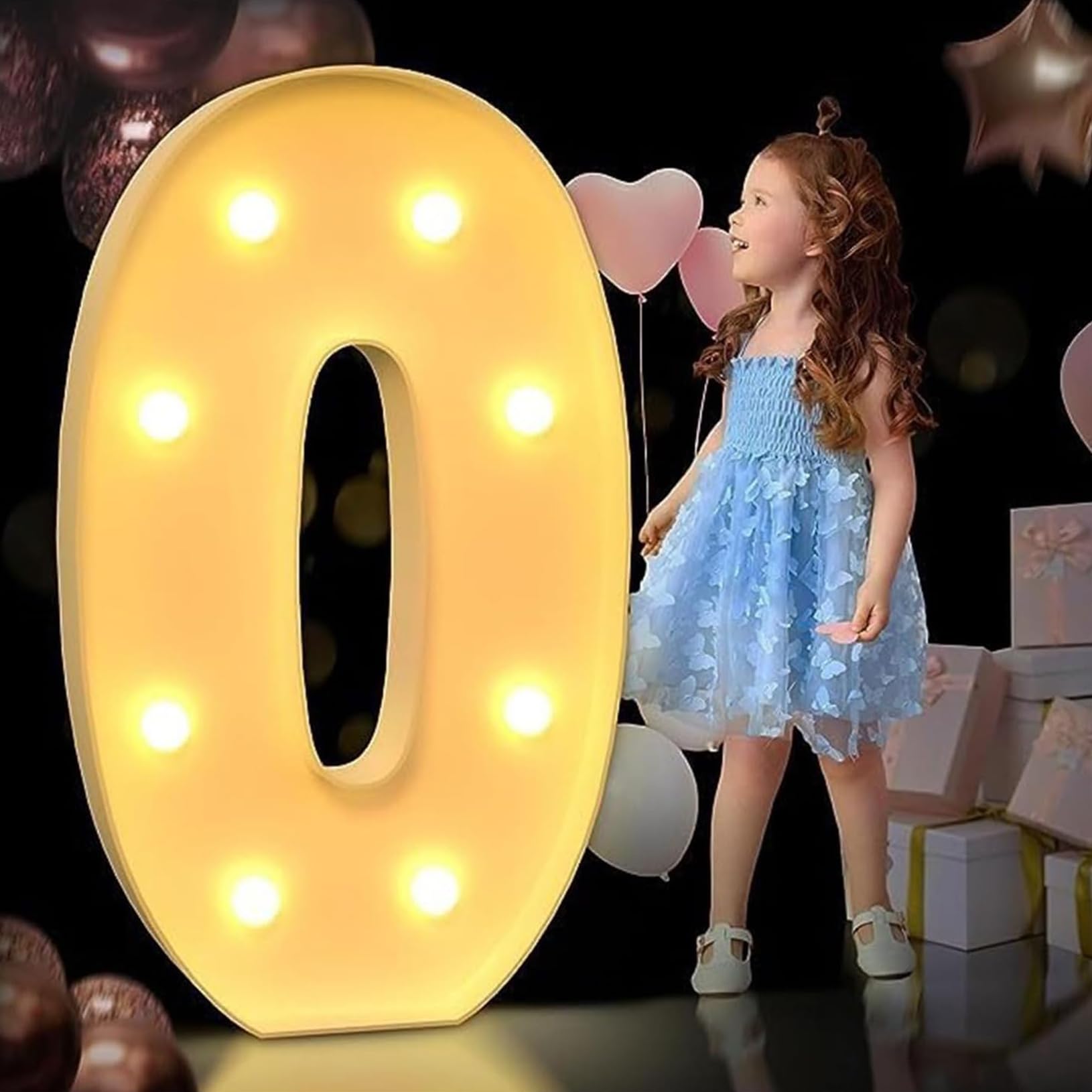 Letra O iluminada de 120 cm, letras iluminadas de marquesina, letras gigantes de marquesina, decoraciones de fiesta de aniversario, decoración de cumpleaños, boda, bricolaje
