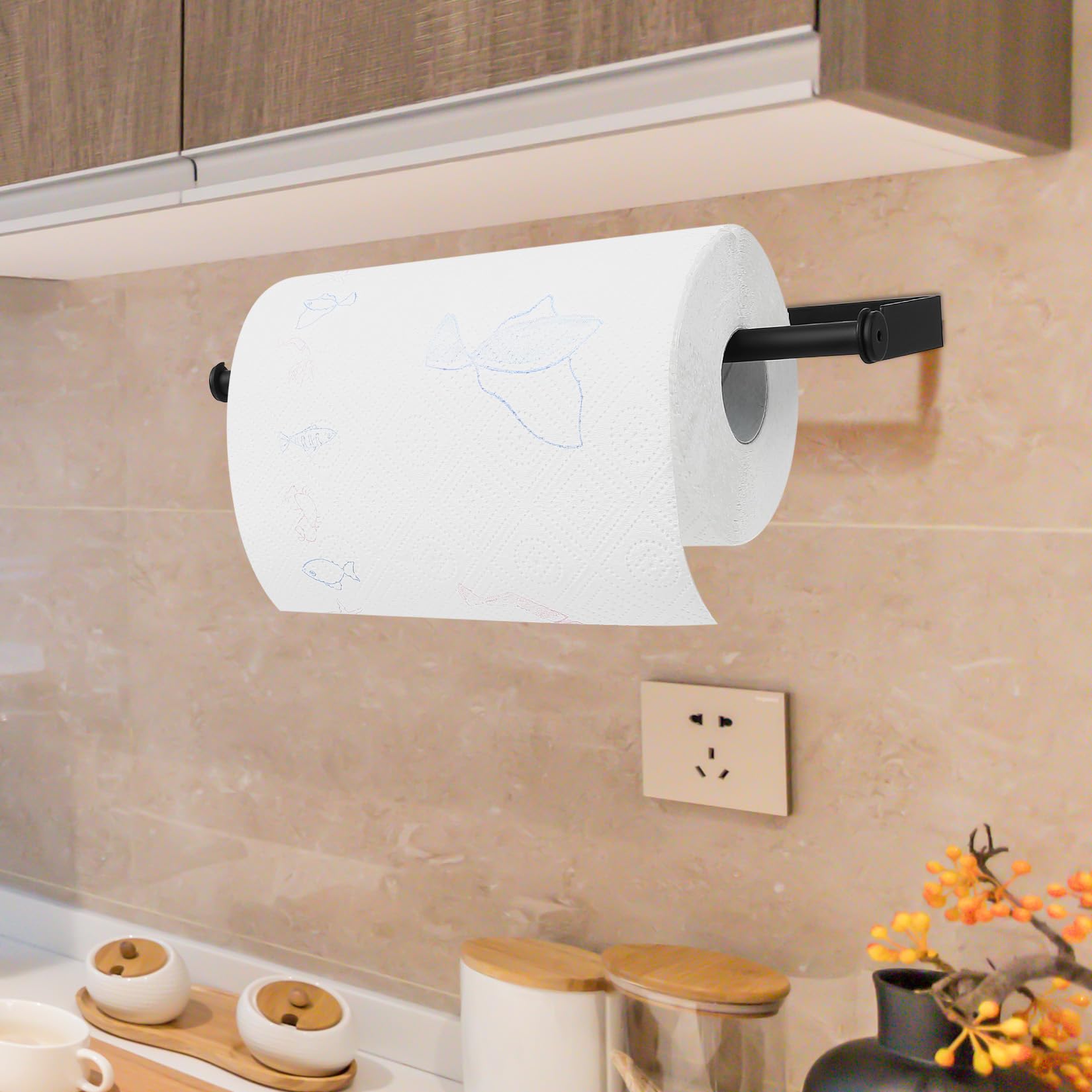2 Porte-rouleaux De Papier Essuie-tout Muraux En Bois - Installation Par Vis, Gain De Place, Naturel - 13