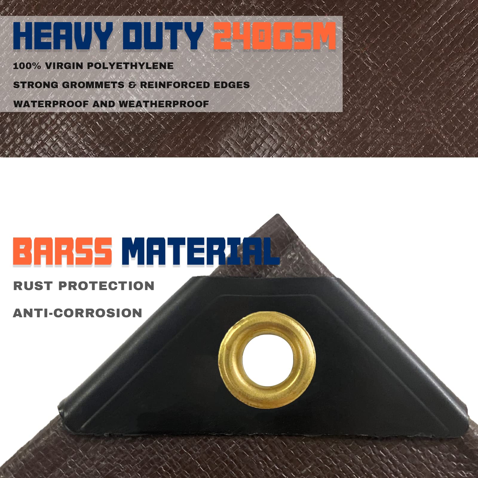 Bâche de protection imperméable 4 x 4 m 200 g/m² Marron