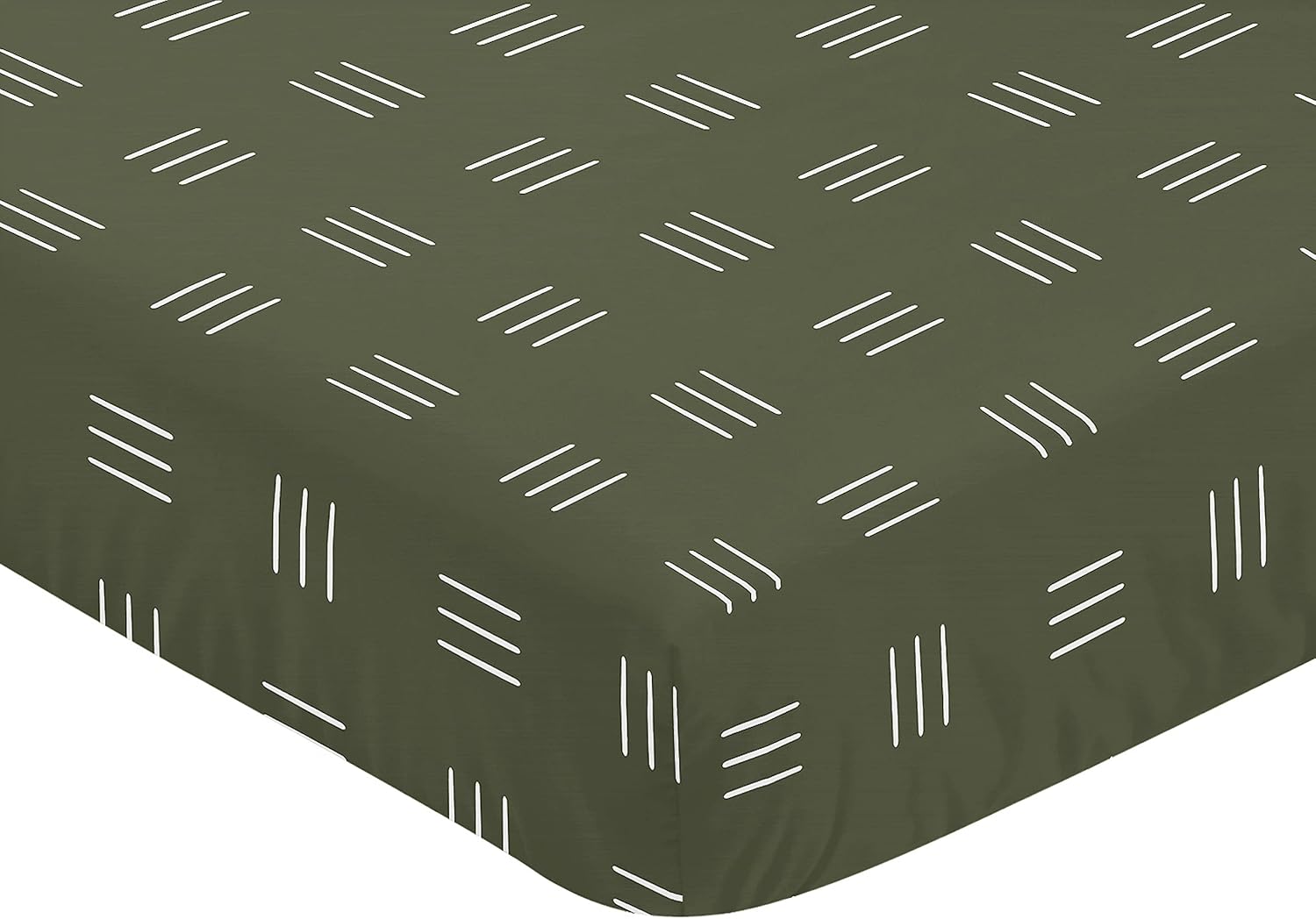 Sweet Jojo Designs Fitted Baby Crib Sheets (Green and White Boho Mudcloth) for Boys or Girls, Infant Nursery, Toddler Room - Standard Size (Bohemian, Woodland Tribal, Southwest, Hatch, Gender Neutral)
