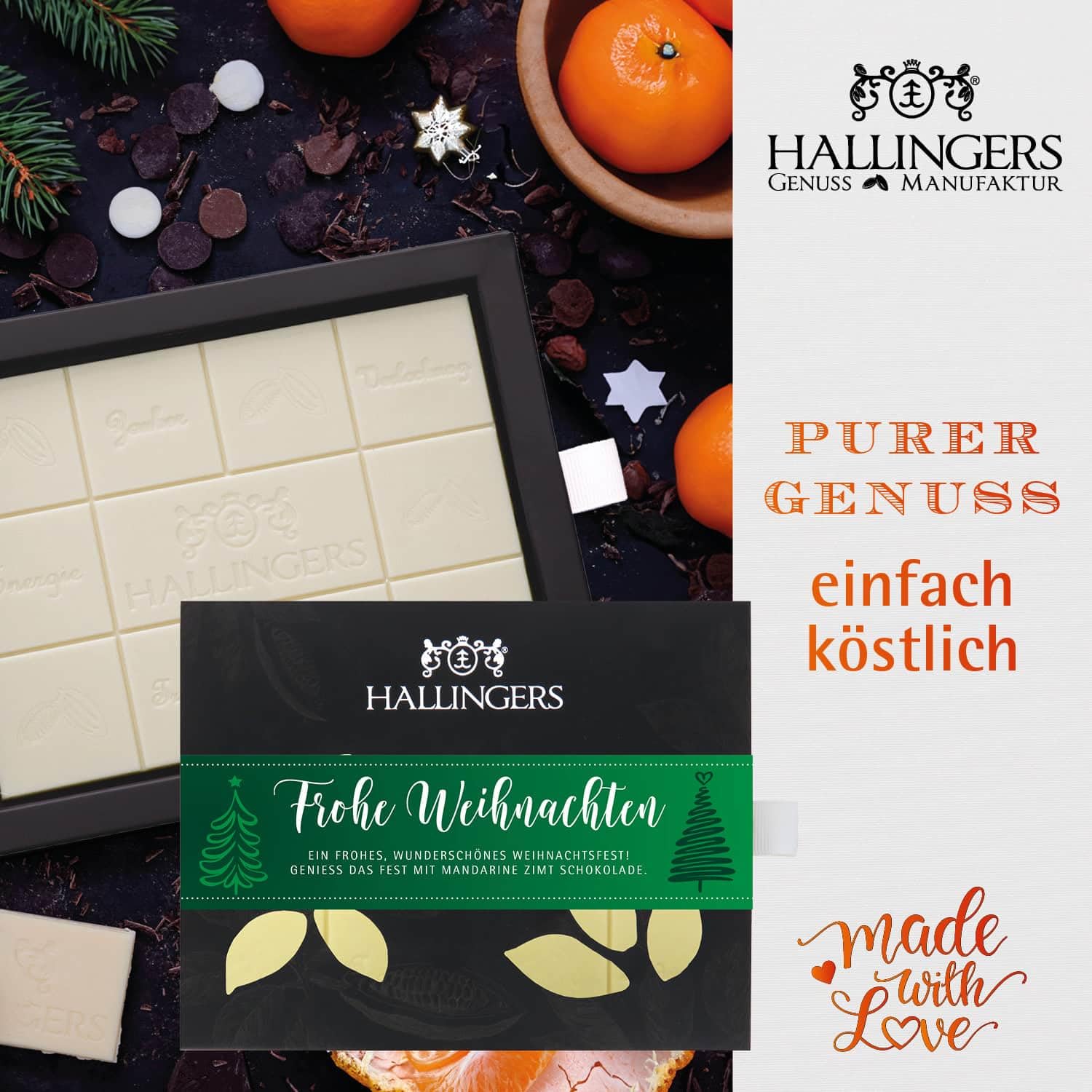 Hallingers Genuss Manufaktur Feinkost Weihnachts-Geschenk-Set - XXL-Geschenkkorb "Frohe Feiertage" große Selektion Pralinen, Nougat, Tee, Duftkerze, Pasta, Lebkuchen & mehr, Weihnachten für Frauen