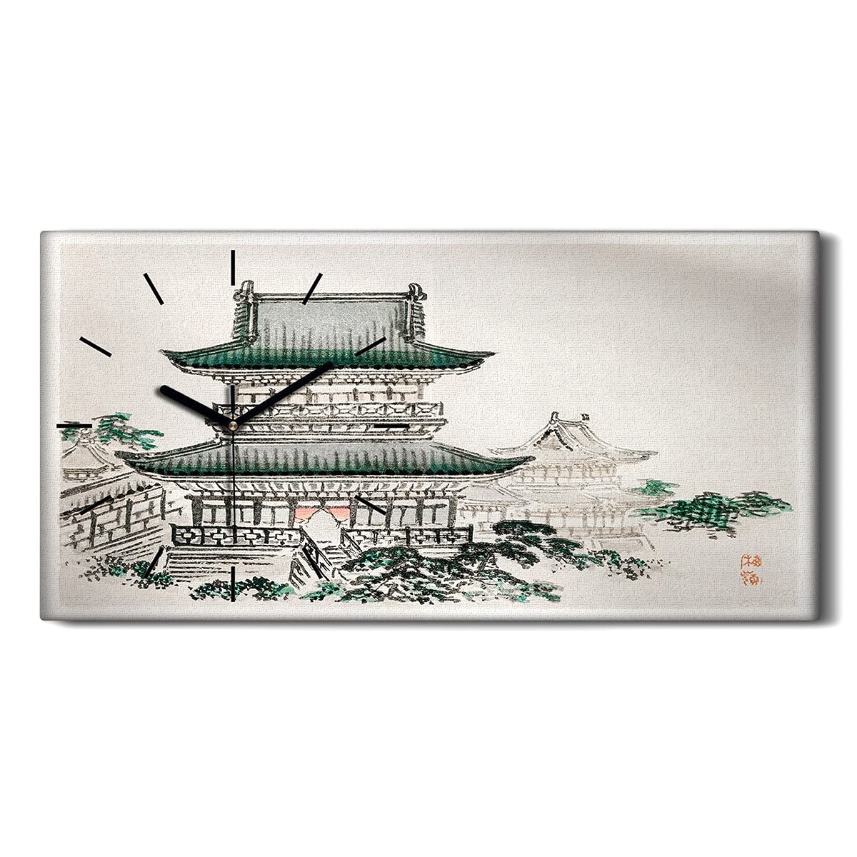 Horloge sur toile 60x30cm décoration murale salon chambre image art moderne asiatique