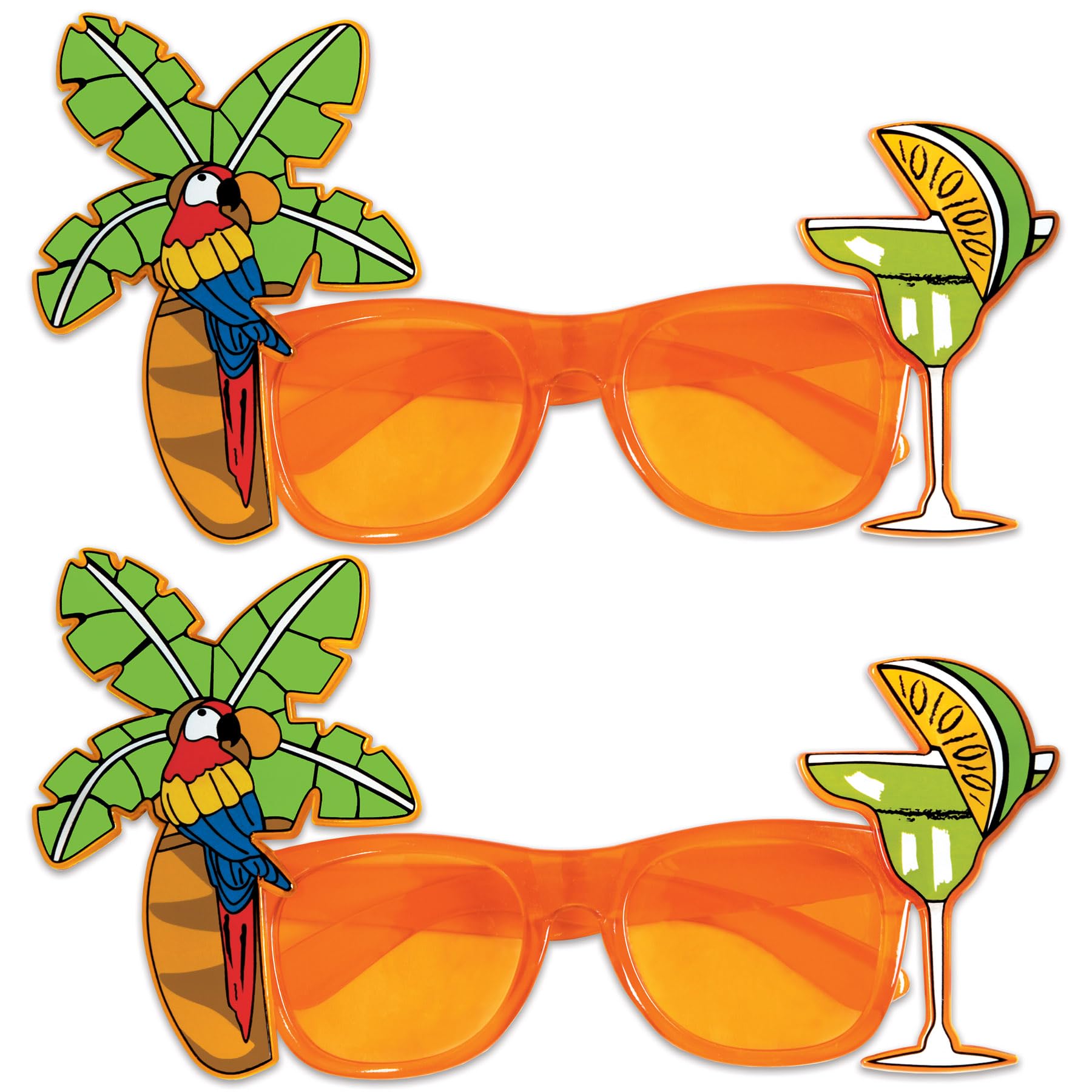 Beistle2 Piece Palm Tree & Parrot Eye Glasses For Tropical Hawaiian Beach Luau Party Favors, Celebrating With You Since 1900