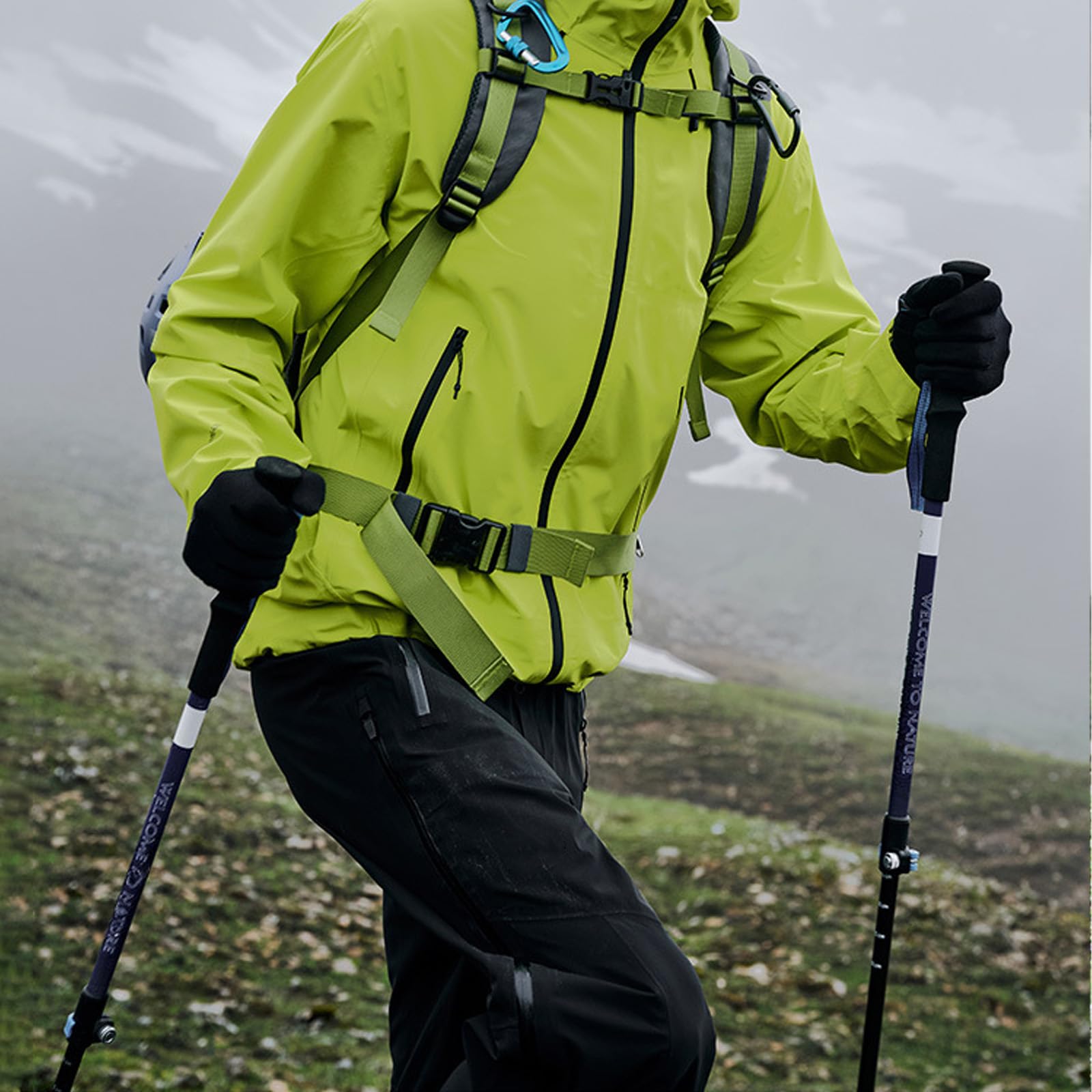 Wanderstöcke, Nordic Walking Stöcke, Teleskop, Ultraleichte Trekkingstöcke, Mit Gummipuffer-Set, Verstellbar, Wanderstöcke Aus Carbonfaser, Spitzen Aus Carbon-Wolfram-Stahl, 2er-Set