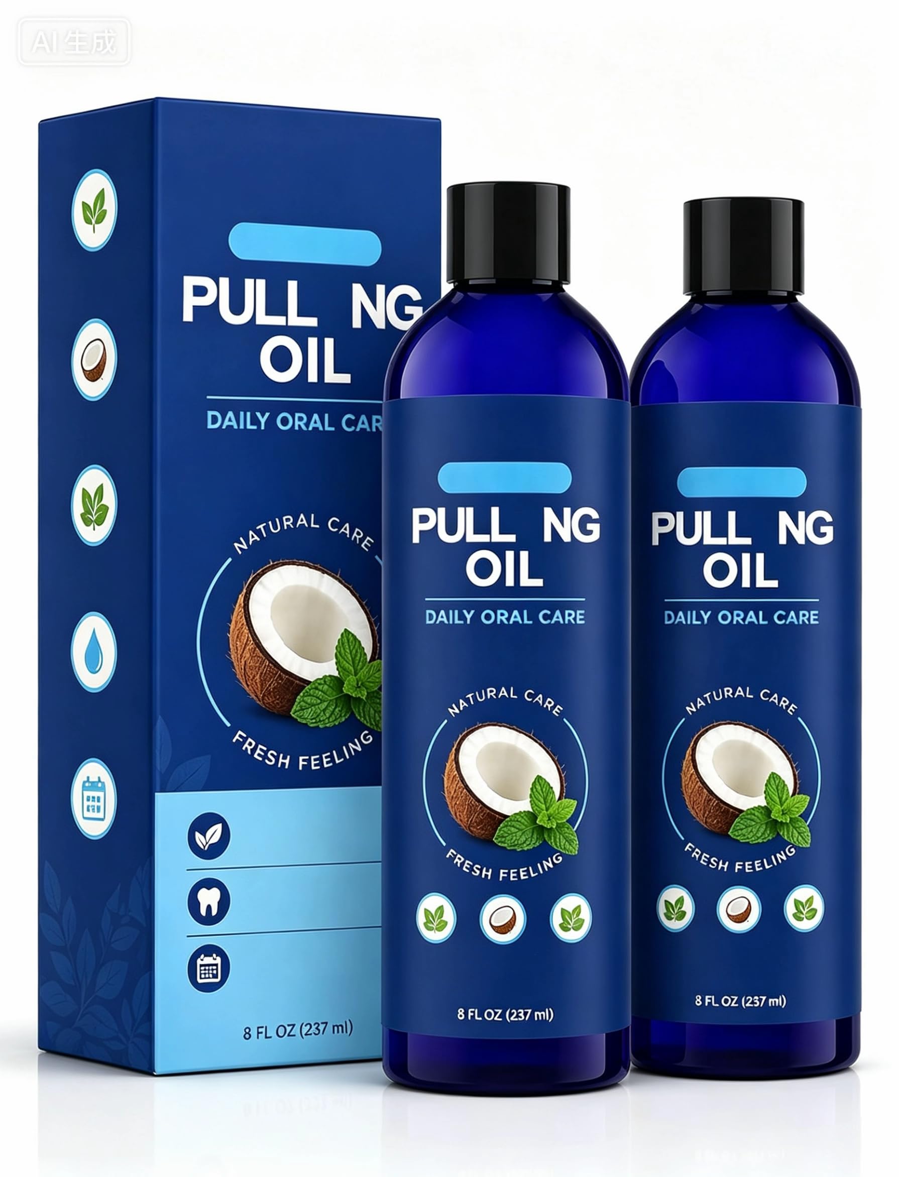 Aceite de enjuague bucal blanqueador, enjuague bucal a base de aceite de coco para el cuidado bucal diario, ayuda a mantener un aliento fresco, alternativa suave al enjuague bucal a base de aceite, 23