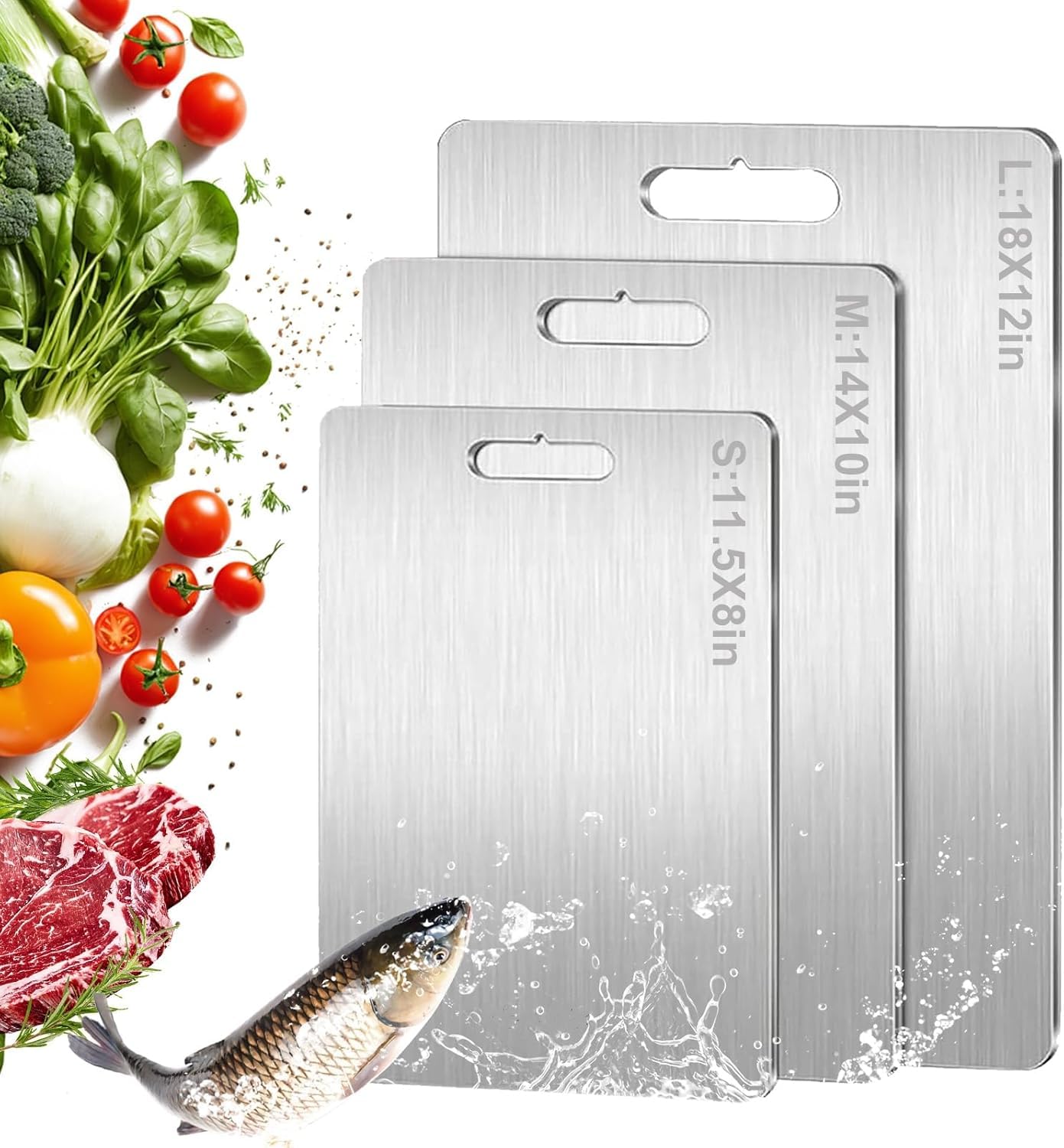 Planche à découper en titane acier inoxydable S316 double face légumes fruits viande
