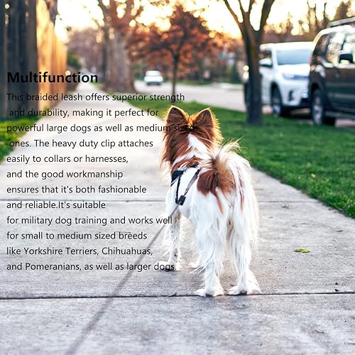 Miniatura 6 de ELAZAYA 1 collar de perro de cuero suave y correa en trenzado de 1.0in de ancho, cadena para mascotas de 35.4in47.2in59.1in de largo para perros