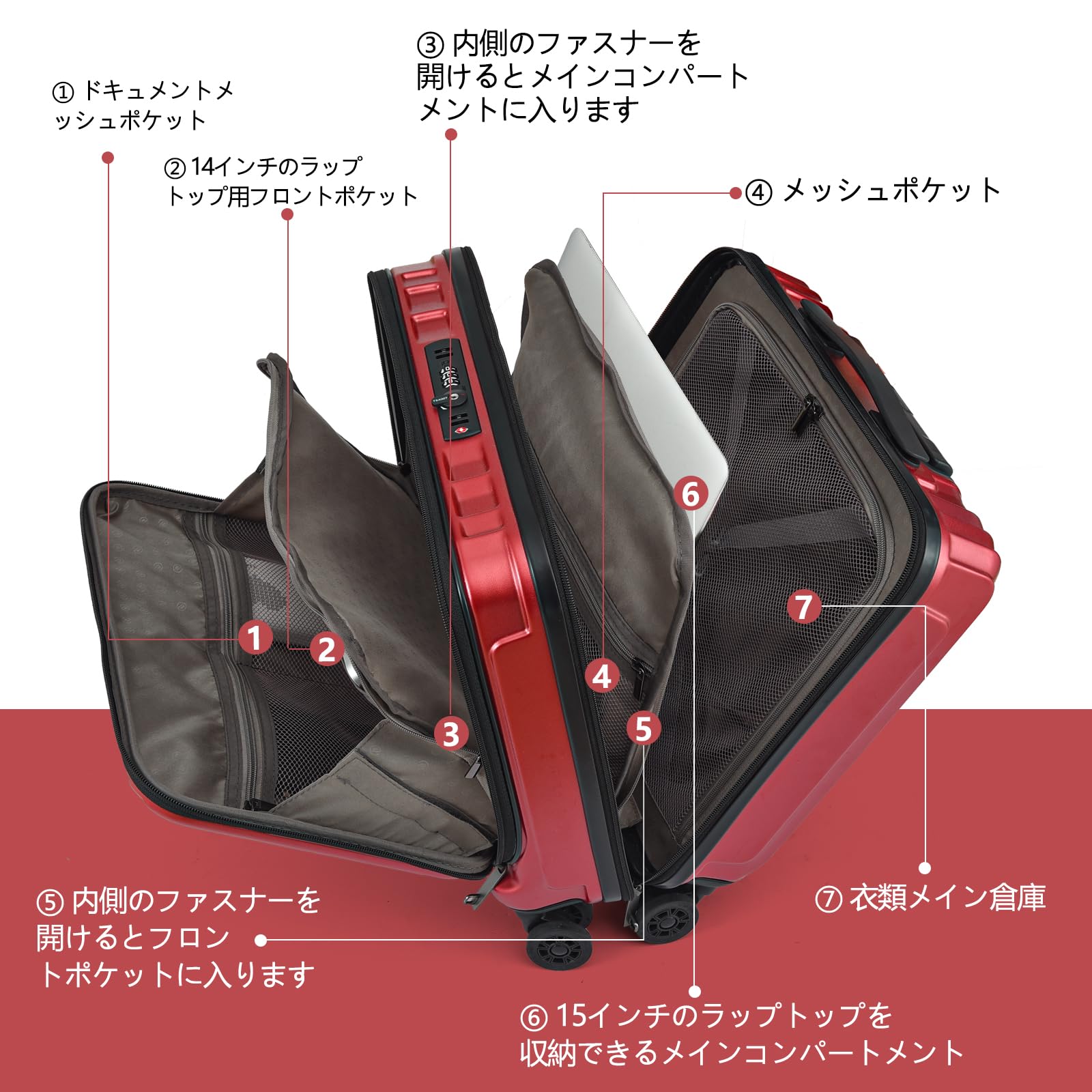 TydeCkare 16" Bagaglio a Mano con 2 Scomparti per Laptop