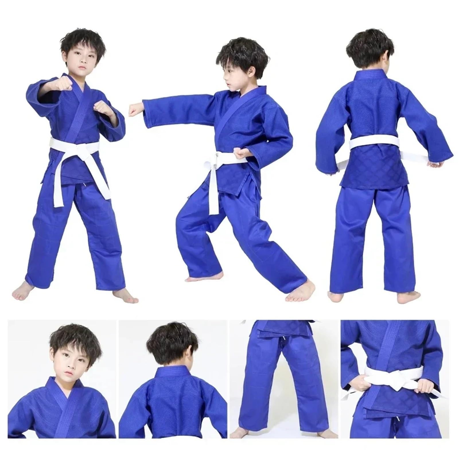 Traje De Judo Uniforme profesional de artes marciales Judo Gi con cinturón blanco, Kimono blanqueado tejido único, perfecto for competición o entrenamiento