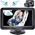 HD 1080P Baby Car Camera - Clear Day & Night Vision 5-Min Tool-Free Easy Setup - 150° Wide Angle Car Seat Camera Easily Check Baby Whole Body Condition Adjustable Display for Infants Newborn Kids