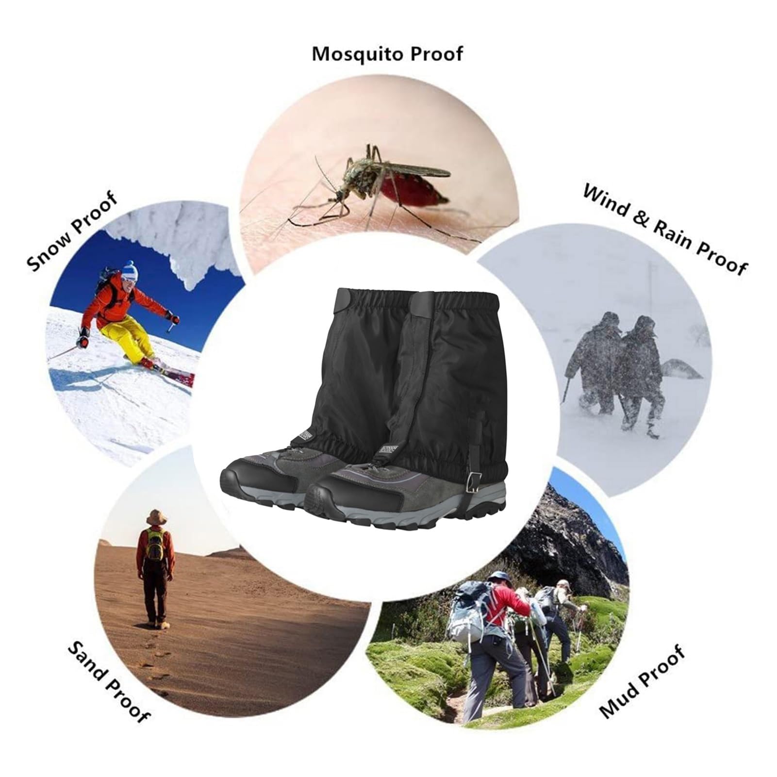 Guêtres de Jambe, guêtres de Raquette à Fermeture de sécurité inversée, guêtres d'extérieur, adaptées au Camping, à la Marche, à l'escalade, à l'extérieur, par Mauvais Temps