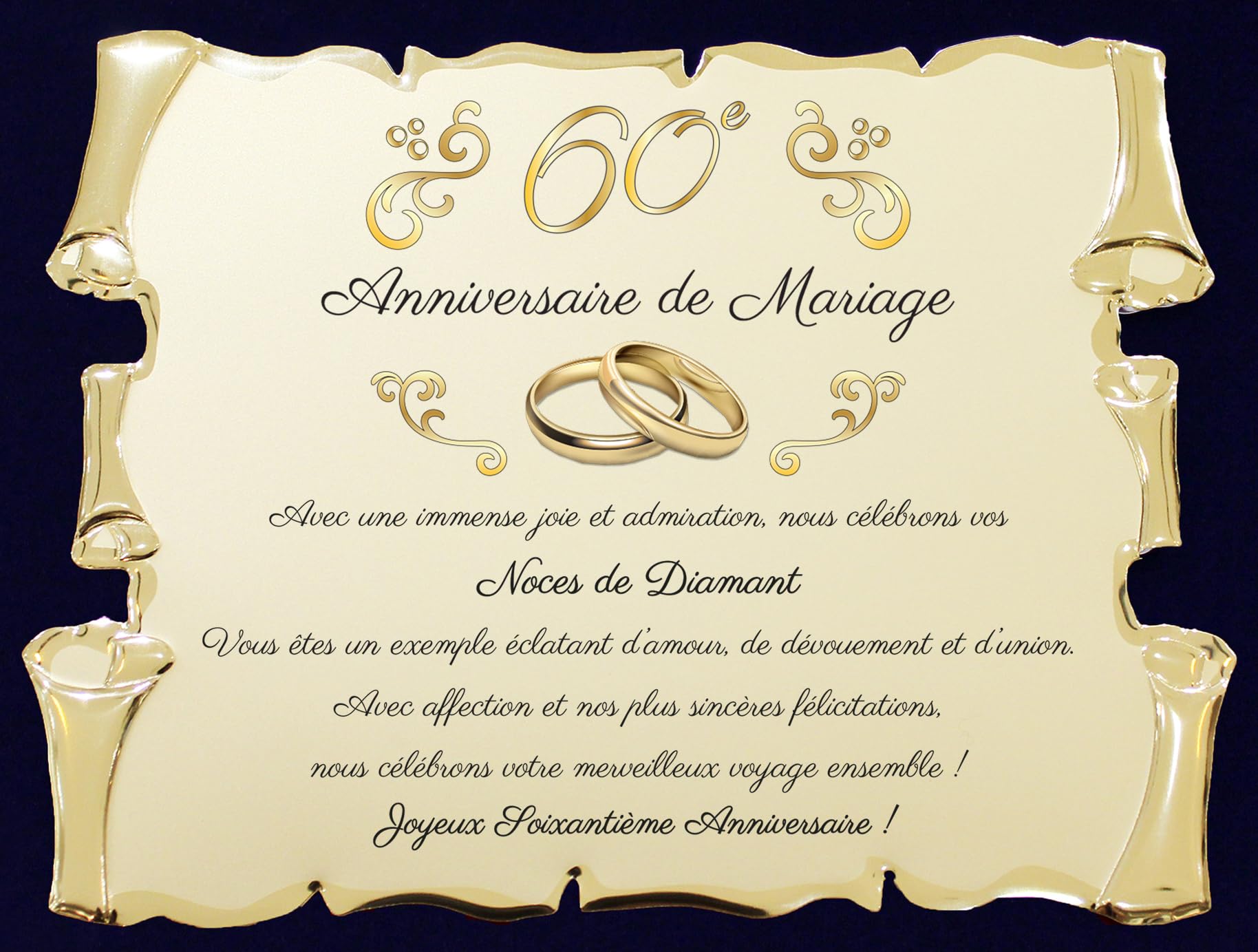 Targa Metallo 60° Compleanno | 20x30 Cm | Classico Con Fori | Regalo Uomo Donna - 3