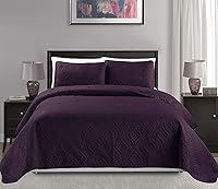 Vista 12 de Mk Collection Colcha King/California King Tamaño Extra Grande 118"x106" 3 Piezas Diamante Cubrecama Relieve Sólido Marrón/Chocolate Nuevo