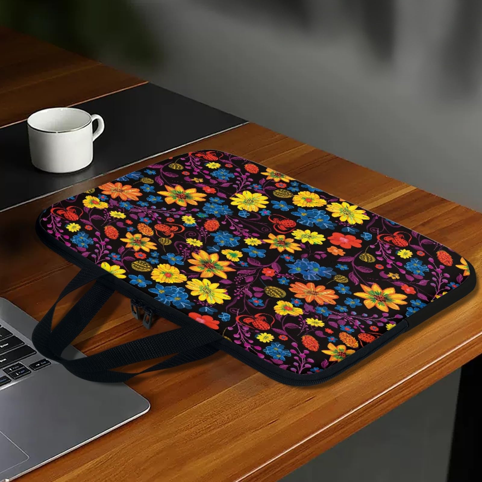 Surwin Laptop Hülle Mit Blumenmuster – Wasserabweisend, Stoßfest, Mit Griff, Für 10 Zoll Geräte