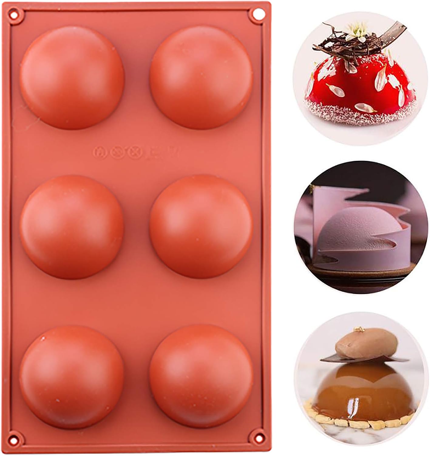 MOTZU 6 Holes Silicone Baking Mold for Mousse Cake, 3D Semicircle Baking Non-Stick Mould, Semi Sphere Dessert Moulds for DIY Chocolate Pastry Truffle Pudding Jelly Cheesecake