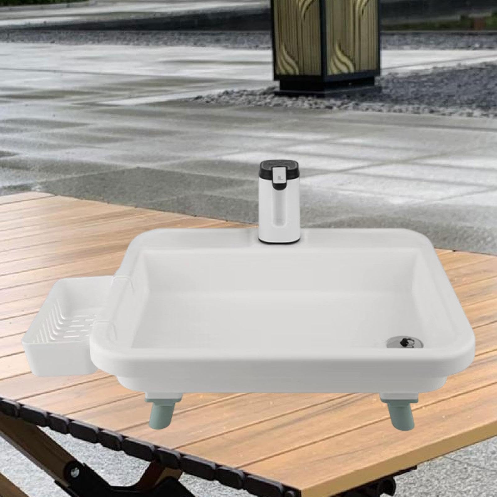 Lavabo Portatile da Esterno, Stazione Mobile per Il Lavaggio delle Mani con Rubinetto elettronico per Uso Interno ed Esterno, postazioni di Lavoro