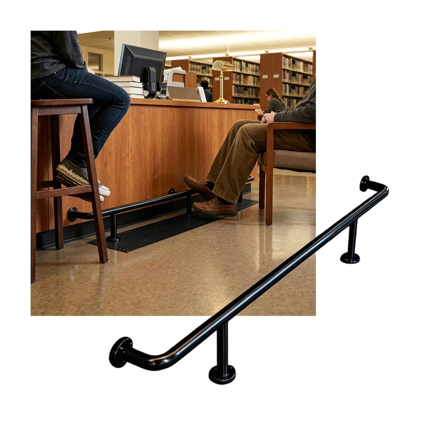 Support de barres repose-pieds en acier inoxydable noir pour îlot de cuisine