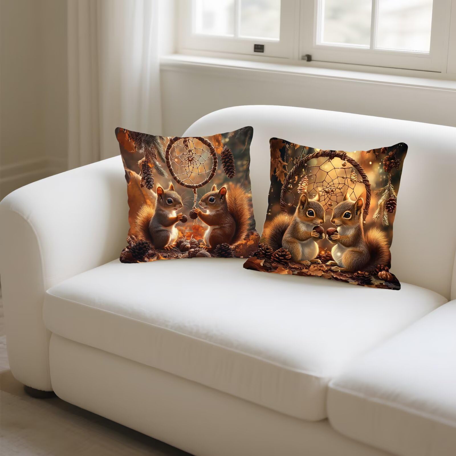 Federe Cuscini Divano 45x45cm, Federa Cuscino Rurale Scoiattolo Quadrati Copricuscini Super Morbido Copri Cuscini Per Divano, Cuscino Decorativo da Esterno Giardini, Per Soggiorno Divani, Sedie P-458