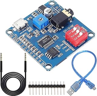 DKARDU Voice Playback Module Voice Broadcast Device Music Player Voice prompts MP3 Trigger Amplifier Class D 5W 64MBit with Micro USB Cable 3.5mm Audio Cable