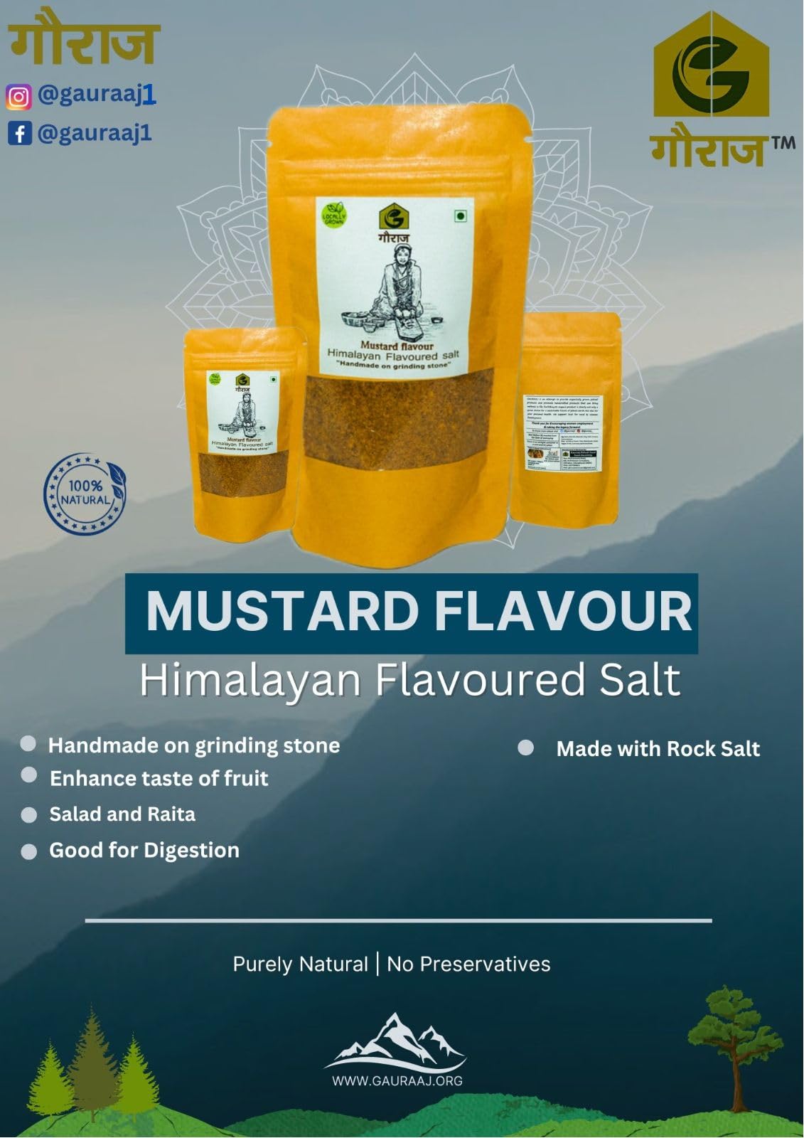 Gauraaj Handgrounded Mustard Flavored Salt – 250g | Organic Himalayan Pahadi Pisyu Loon Seasoning | Perfect for Spicing Up Your Dishes | No Preservatives & Chemical Free | Sourced from Uttarakhand - Image 5 thumbnail