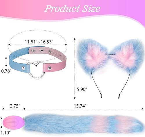 Miniatura 7 de Juego de accesorios de disfraz para mujer, disfraz de fiesta de cosplay, juego de orejas de felpa hecho a mano