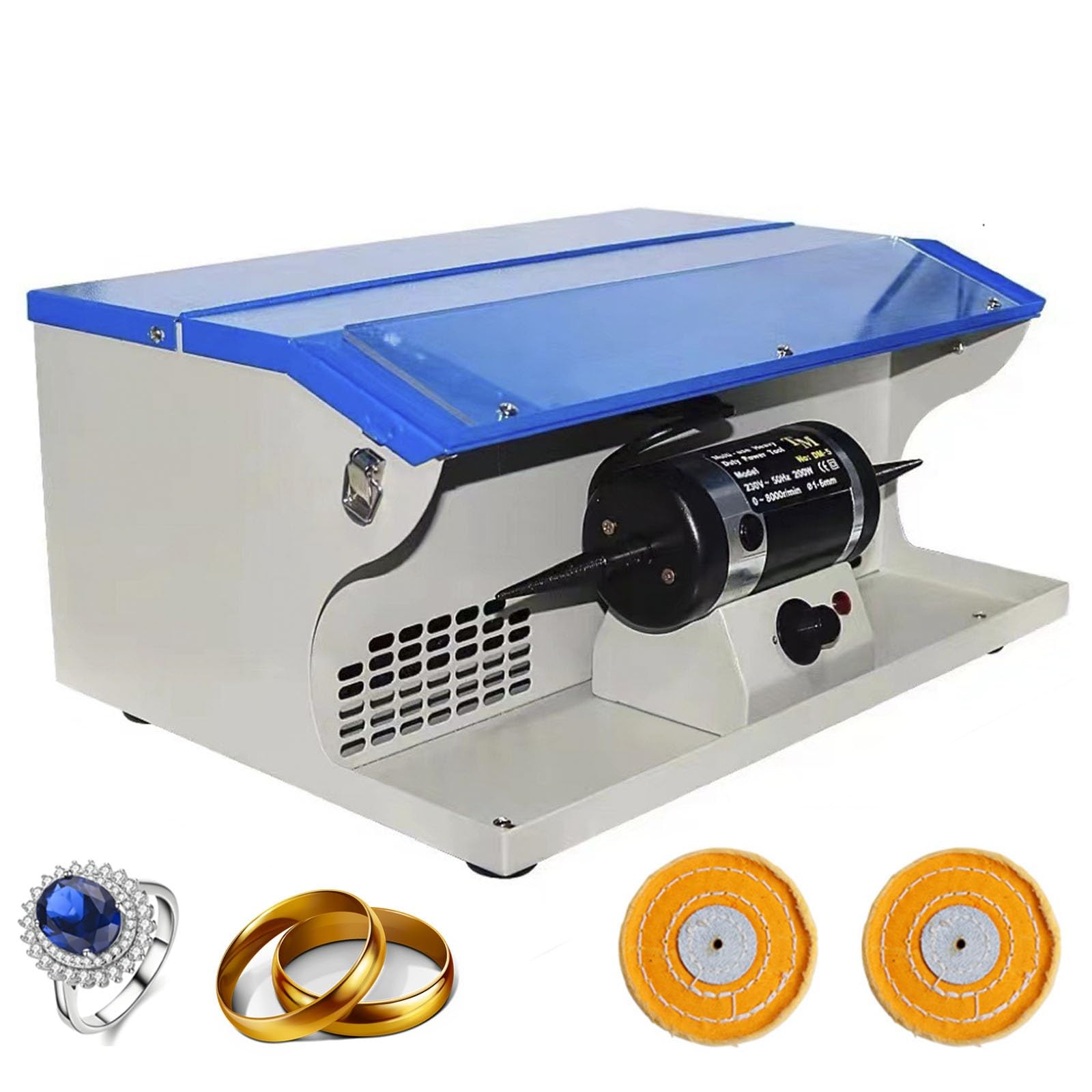 Potente lucidatrice da 1/2 HP per Gioielli e Metalli, con Collezione Polvere e Luce Regolabile, lucidatrice da banco da 8000 Giri/min per Legno, Roccia e Altro Ancora.