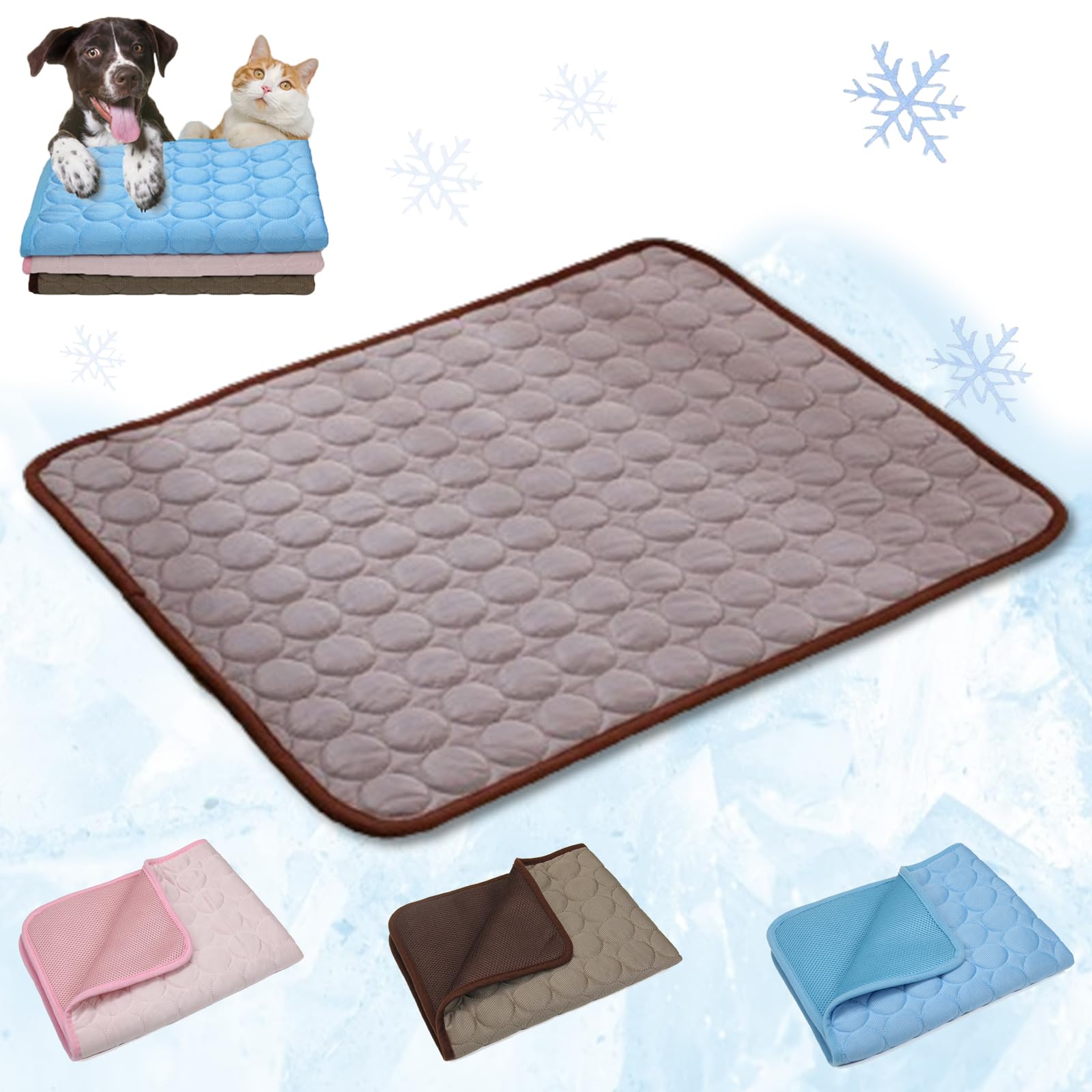 Muiltvoe Pet Cool Mat,Cat and Dog Cooling Bed,ice Silk Cooling Pet Bed Breathable Washable Dog Sofa Bed,Portable Washable Pet Cooling Blanket, Summer Pet Ice Silk Cooling Pad