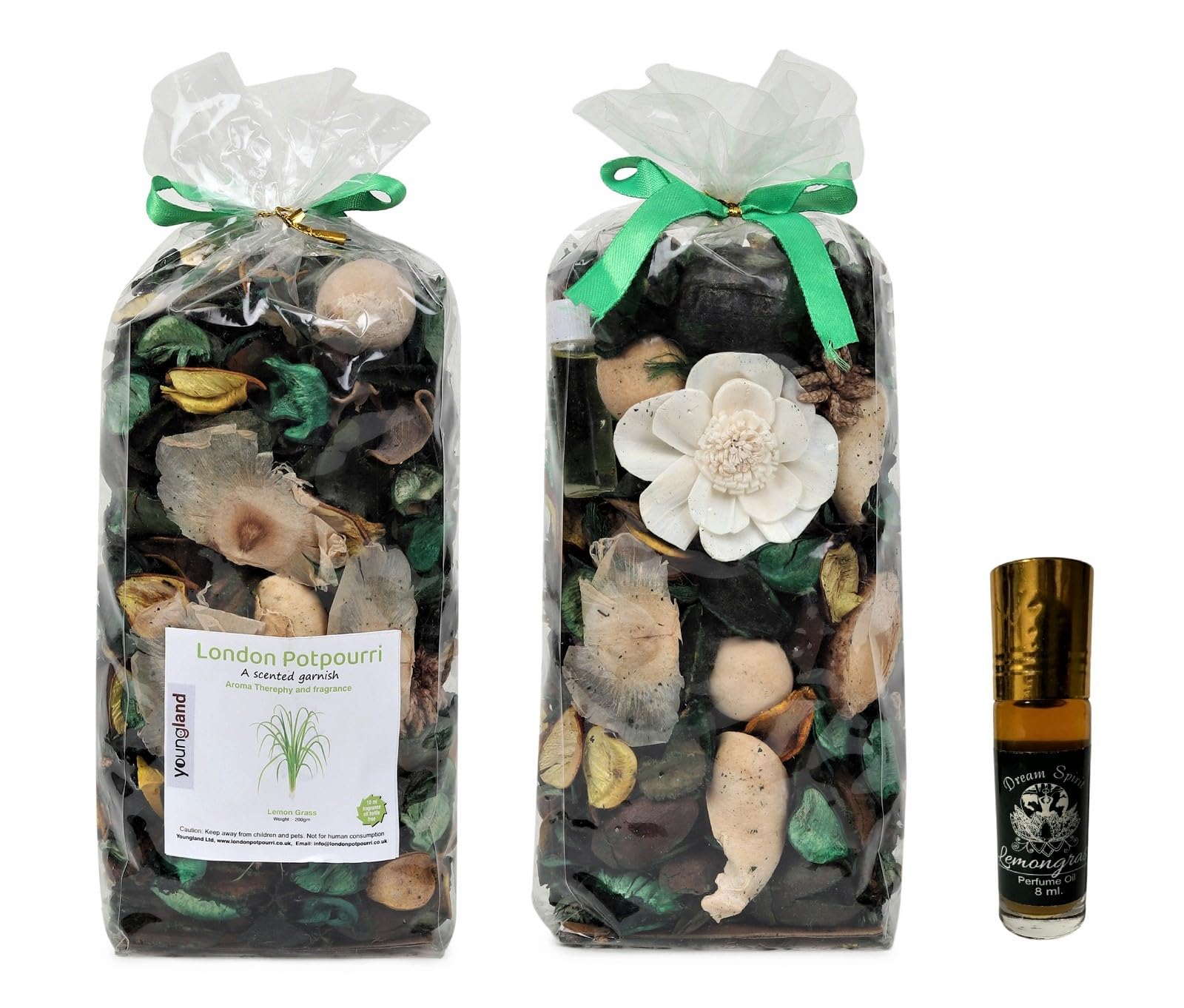 Youngland Lemon Grass Potpourri Bags - Fragrant Rose Scented Dried Flowers for Spring Decor, Home Fragrance, and Valentine's Day - 2 Bags (8.4oz) (Lemon Grass)